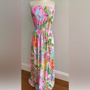 Women’s Lilly Pulitzer For Target Nosey Posey Multicolor Strapless Maxi Dress Si